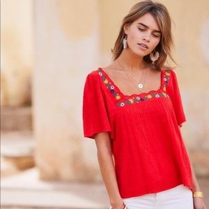 Sézane Bea Blouse Coral Red Size 36 (US Size 4)